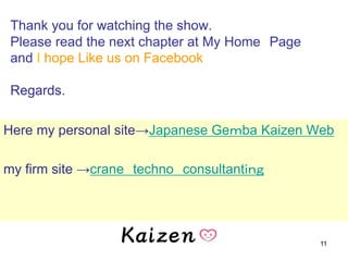 11
Thank you for watching the show.
Please read the next chapter at My Home Page
and I hope Like us on Facebook
Regards.
Here my personal site→Japanese Geｍba Kaizen Web
my firm site →crane techno consultantｉｎｇ
 