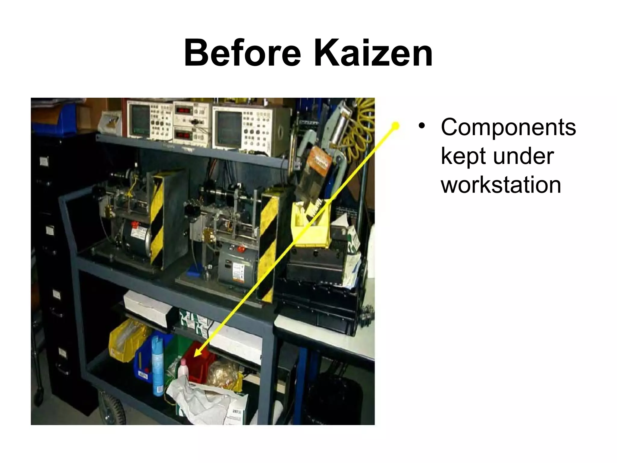 Before Kaizen
• Components
kept under
workstation
 