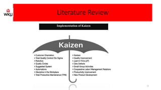 Implementation of Kaizen
Literature Review
13
 