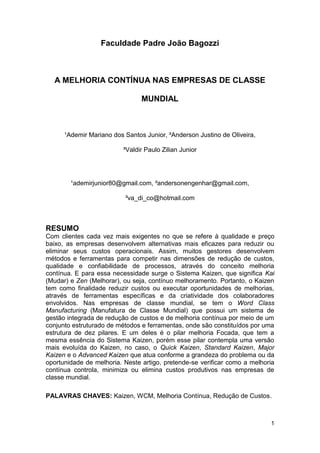 WCM Classe Mundial, PDF, Seis Sigma