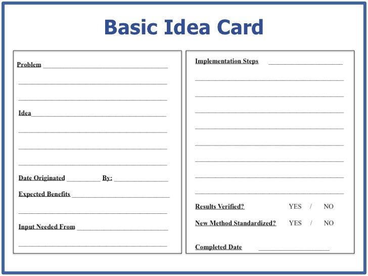 basic idea card standardized card suggestion cards templates