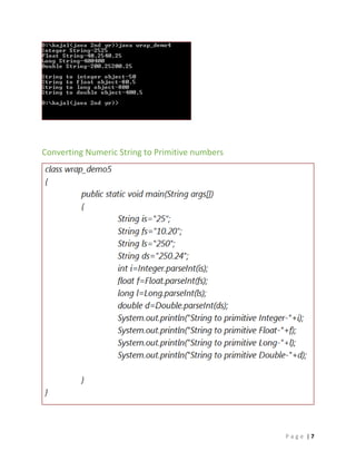 P a g e | 7
Converting Numeric String to Primitive numbers
 