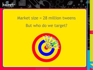 Market size = 28 million tweens
    But who do we target?
                                  6
 