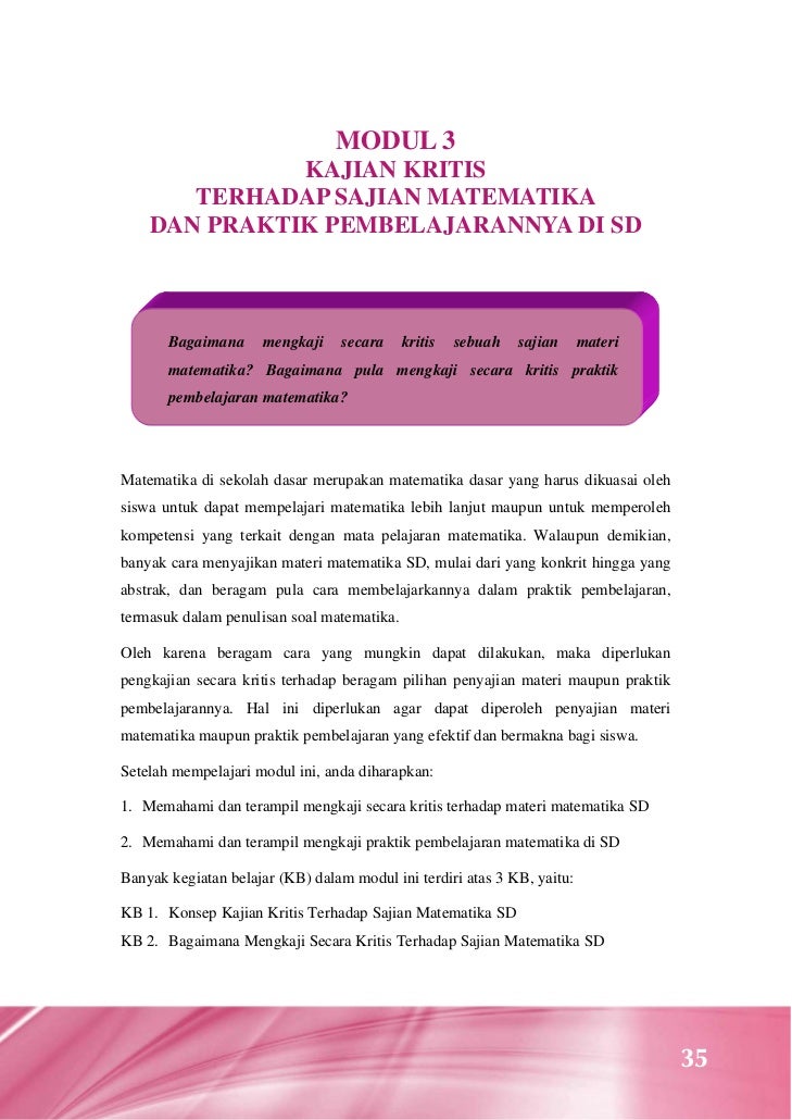 Kajian Kritis dalam Pembelajaran Matematika di SD