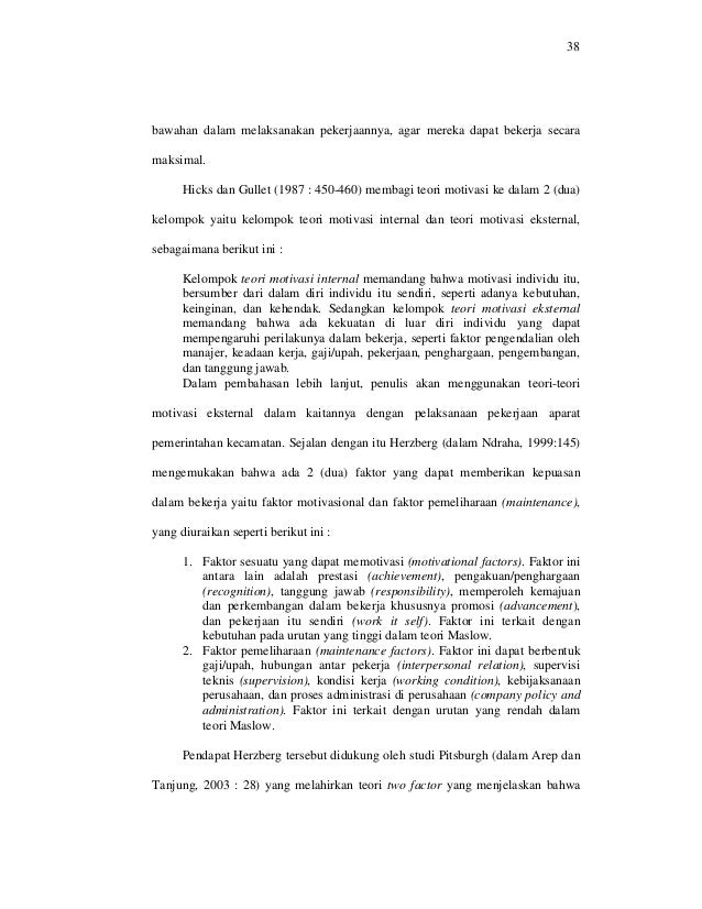 Kajian Teoritis Motivasi Kerja