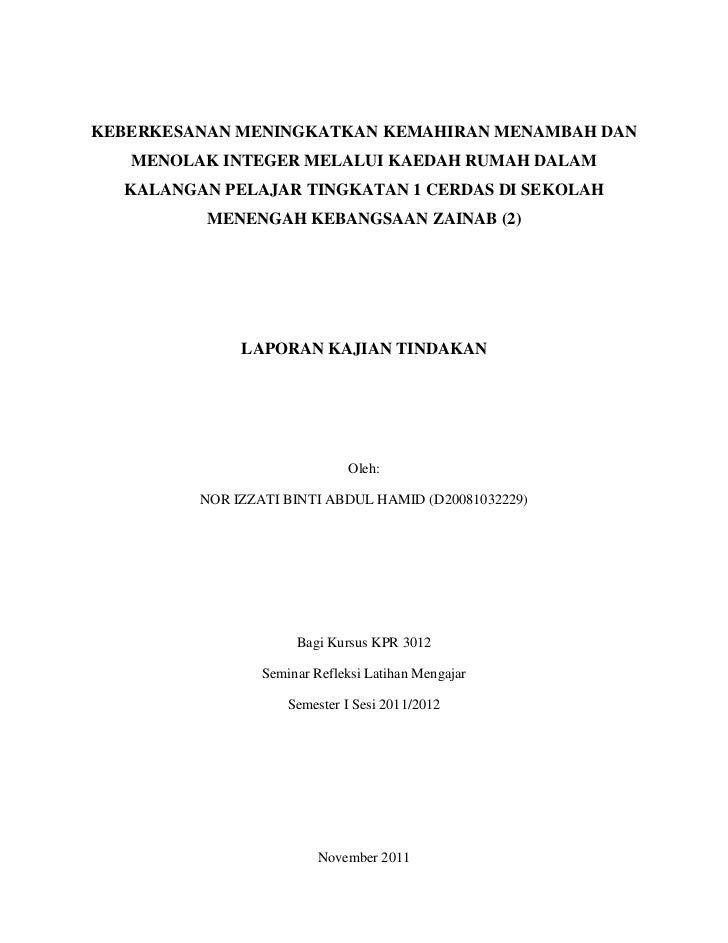 Keberkesanan Meningkatkan Kemahiran Menambah Dan Menolak Integer Mela