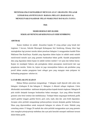 Contoh Kajian Tindakan Bahasa Melayu Sekolah Rendah