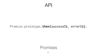 Promise.prototype.then(successCb, errorCb);
58
API
Promises
 
