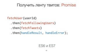 ??? = filterWSMessages(ws);
??? = observe(win, 'mousemove');
??? = observe(ws, 'message');
94
Что возвращает Async Generator?
Async Generators
 