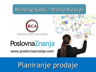 Planiranje prodajePlaniranje prodaje
Miodrag Kostić i Marko BurazorMiodrag Kostić i Marko Burazor
www.poslovnaznanja.com
 
