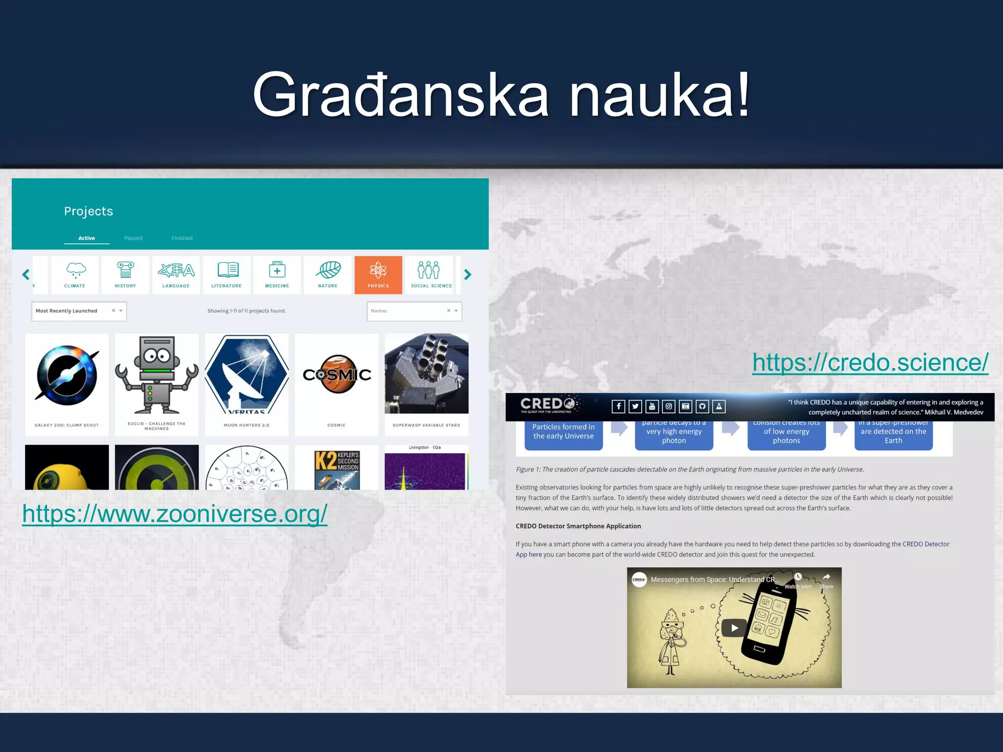 Građanska nauka!
https://www.zooniverse.org/
https://credo.science/
 