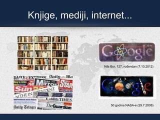 Knjige, mediji, internet...
Nils Bor, 127. rođendan (7.10.2012)
50 godina NASA-e (29.7.2008)
 