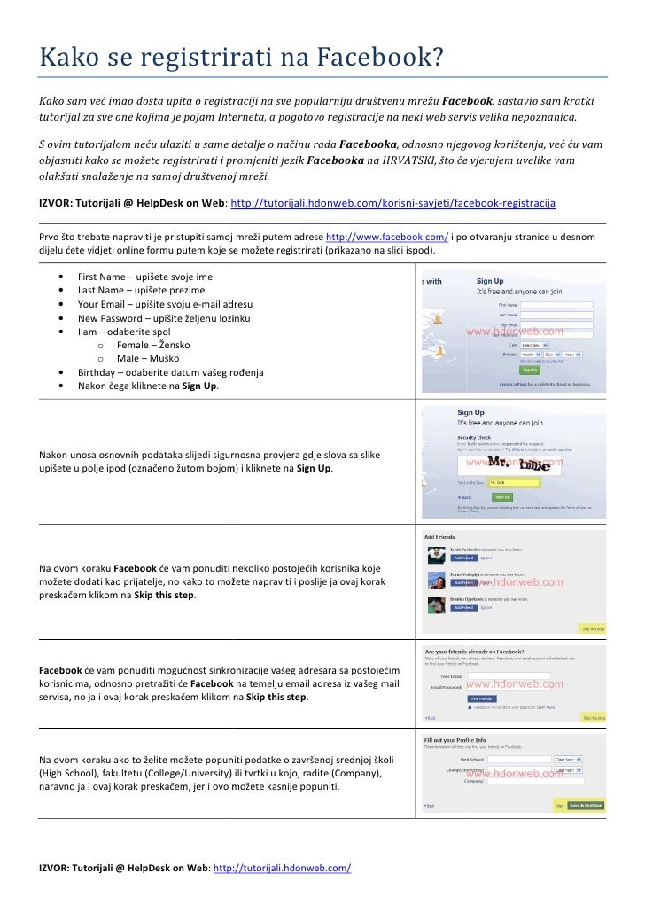 Kako Se Registrirati Na Facebook
