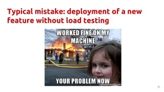 Typical mistake: deployment of a new
feature without load testing
21
 