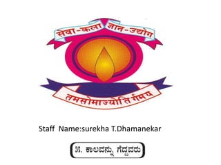 Staff Name:surekha T.Dhamanekar
 