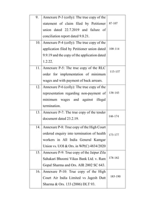 9. Annexure P-3 (colly): The true copy of the
statement of claim filed by Petitioner
union dated 22.7.2019 and failure of
...