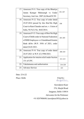 17. Annexure P-11: True copy of the Bhartiya
Janata Kamgar Mahasangh vs Under
Secretary And Anr. 2007 (6) BomCR 591
18. An...