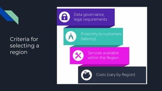 Criteria for
selecting a
region
 