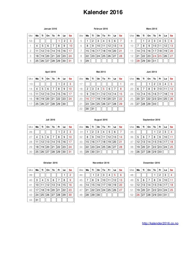kalender til 2019 med uker for a printe ut