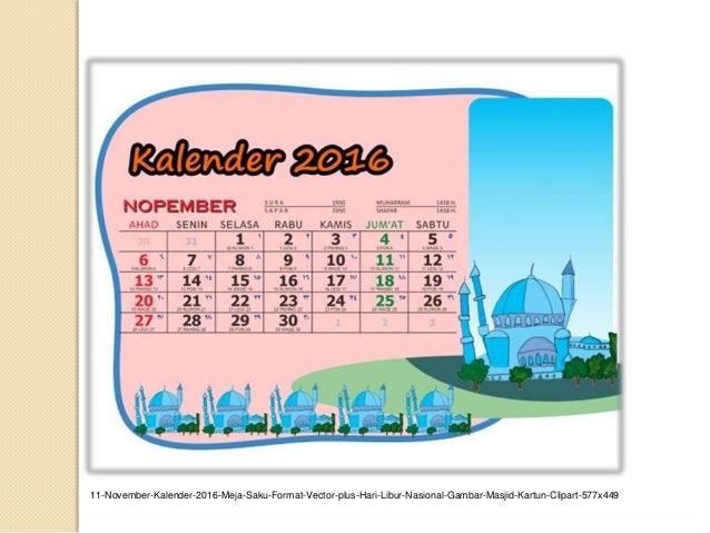 Kalender 2016 meja saku masjid kartun lengkap libur ...