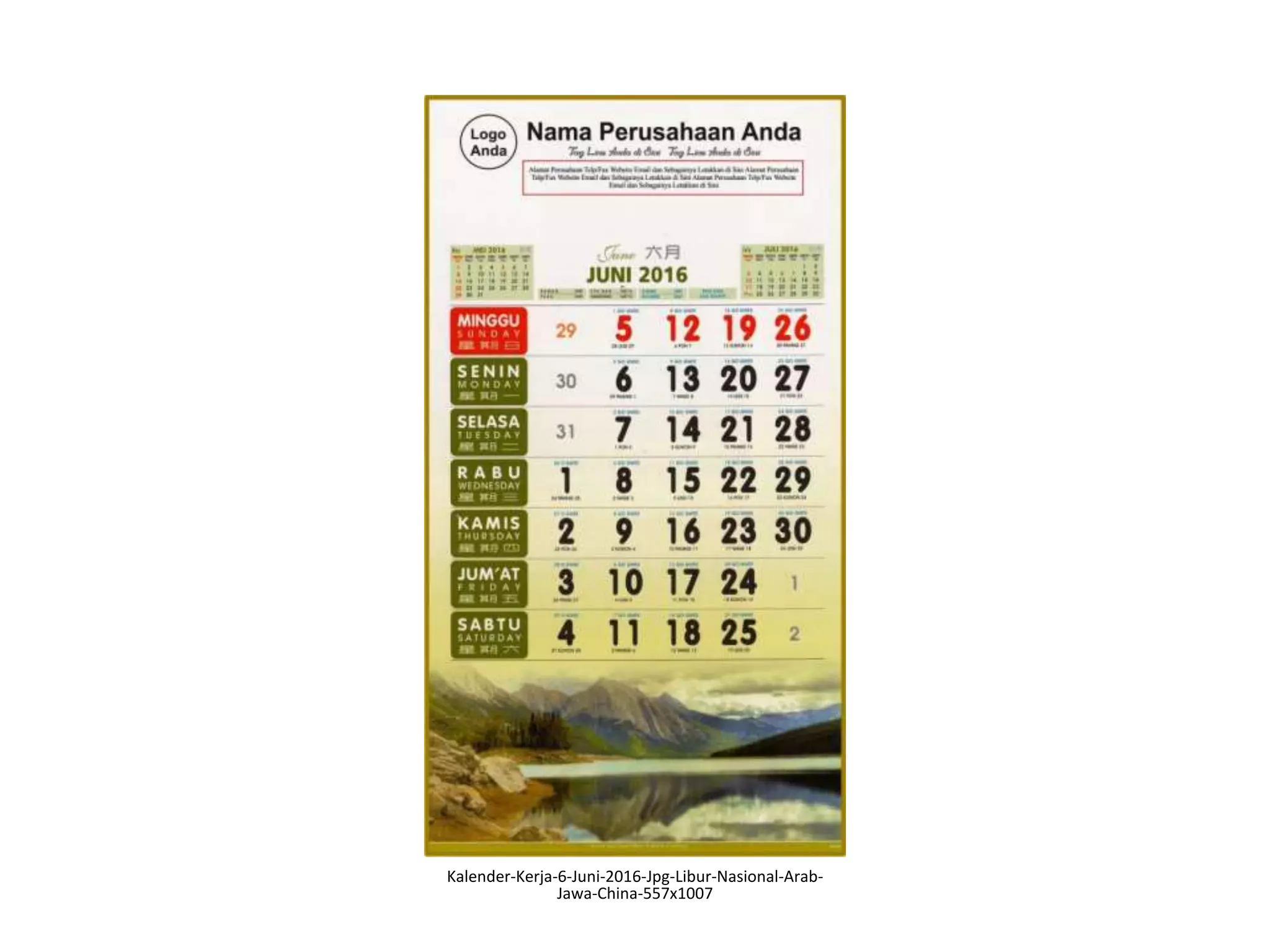 Kalender kerja gambar pemandangan alam dunia