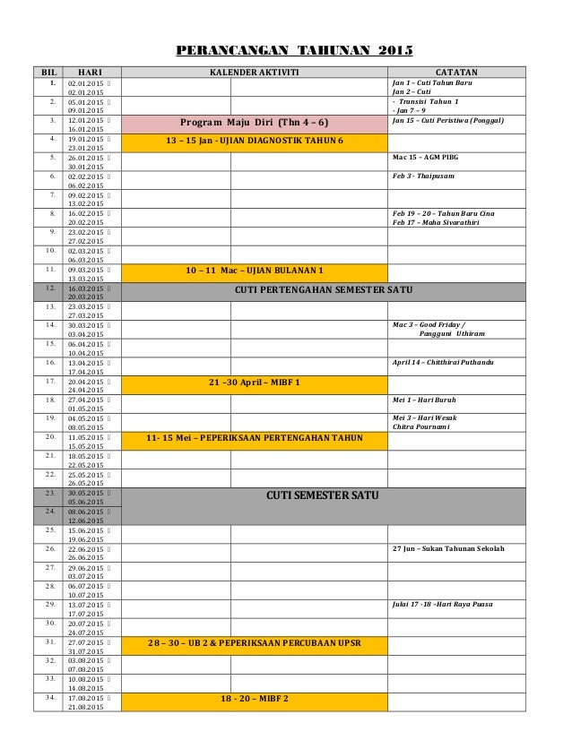 Kalender Mingguan 2015