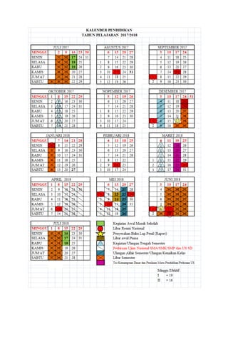 Kalender pendidikan 2017 2018