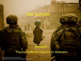 Kali Somsen Period 5  Traumatic Brain Injuries In Veterans This image used under a CC license by http://www.flickr.com/photos/mytripsmypics/2485664017 