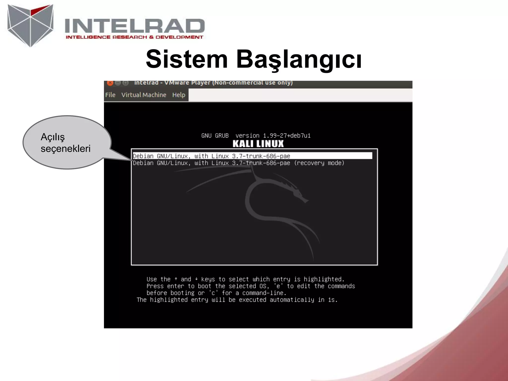 Sistem Başlangıcı
Açılış
seçenekleri

 