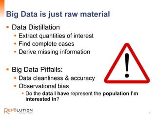 Big Data is just raw material

Revolution Confidential

 Data Distillation
 Extract quantities of interest
 Find comple...