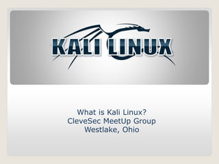 What is Kali Linux?
CleveSec MeetUp Group
Westlake, Ohio
 