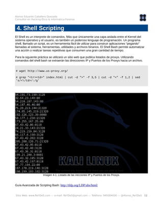 Alonso Eduardo Caballero Quezada
Consultor en Hacking Ético & Informática Forense
4. Shell Scripting
El Shell es un interp...
