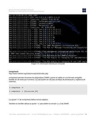 Alonso Eduardo Caballero Quezada
Consultor en Hacking Ético & Informática Forense
Imagen 7-6. Información obtenida por snm...
