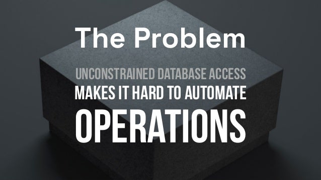 The Problem
Unconstrained database access


Makes it hard to Automate


operations
 