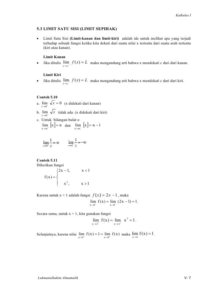 Soal dan pembahasan limit kiri dan limit kanan