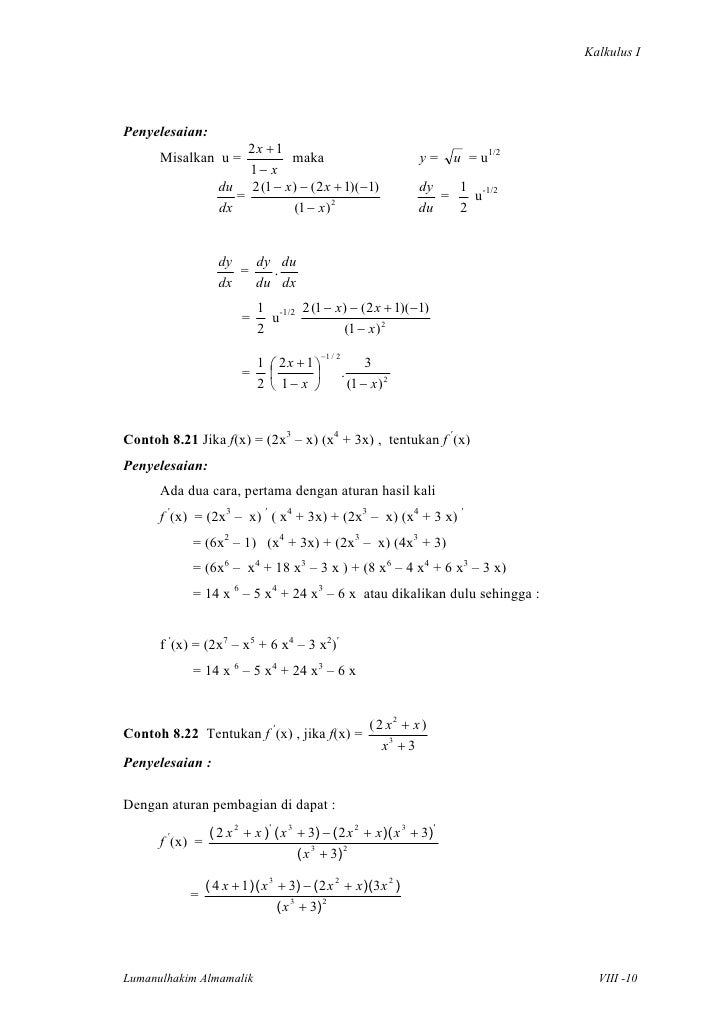 Kalkulus Modul Viii Turunan