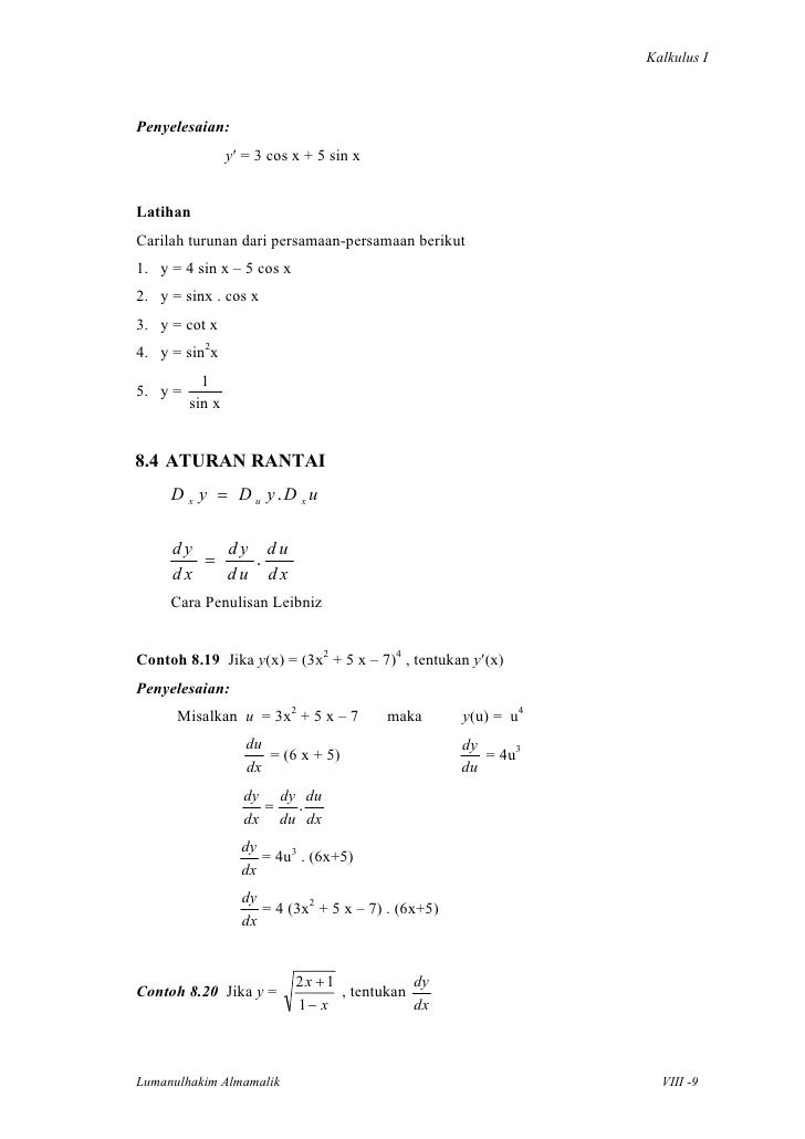 Kalkulus Modul Viii Turunan