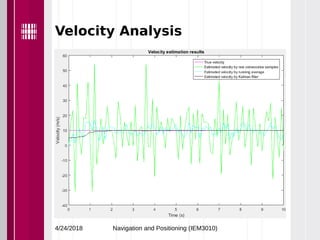 Velocity Analysis
4/24/2018 Navigation and Positioning (IEM3010)
 