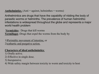 Anthelmintics (antihelminthics) drugs | PPT