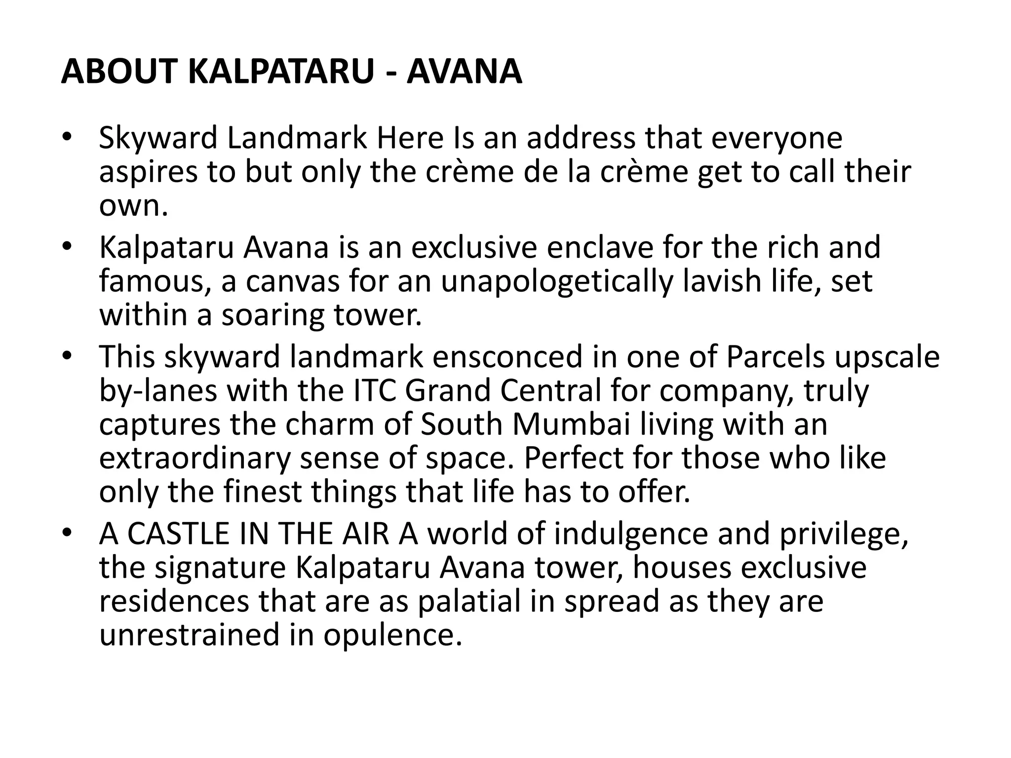 KALPATARU AVANA PPT kalpataru-avana-ppt