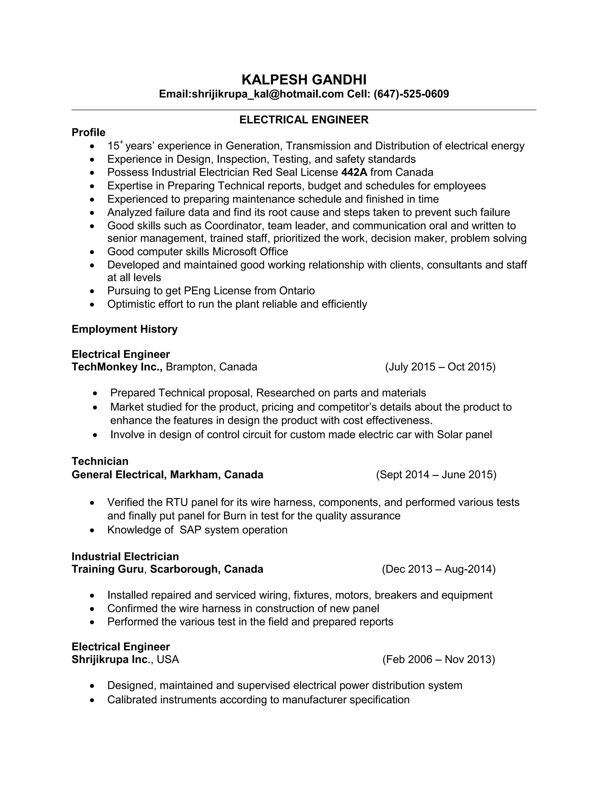 Kalpesh Electrical Reliability Engineer PDF