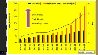 Area : 3 times
Prod : 16 times
Productivity: 5 times
(IIMR, Ludhiana)9
 