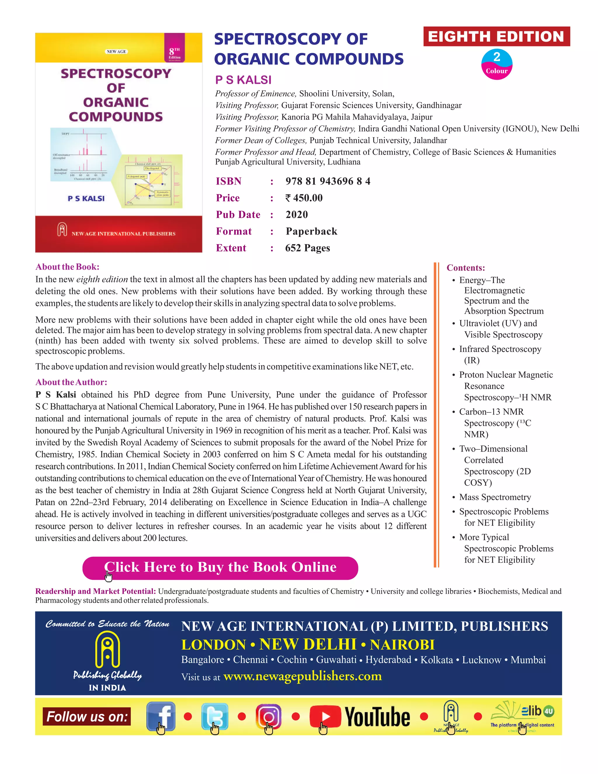 Kalsi p s spectroscopy of organic compounds 8 e PDF