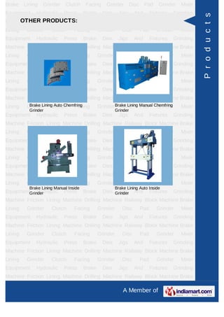 Hydromatic Machine Kalson Hydromatic Machine Tools, Ghaziabad, Brake Lining Grinder | PDF