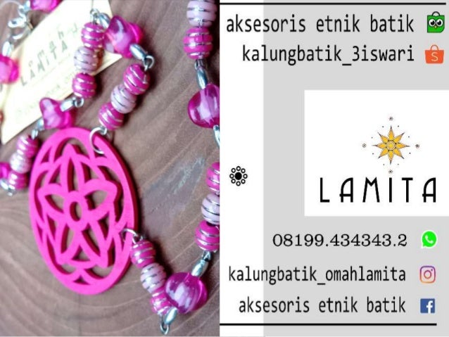 Kalung manik Pink. Kalung Batik Etnik Wanita, Produsen TERBAIK KE 2 SE JATIM. Di Tokopedia Area Tangerang