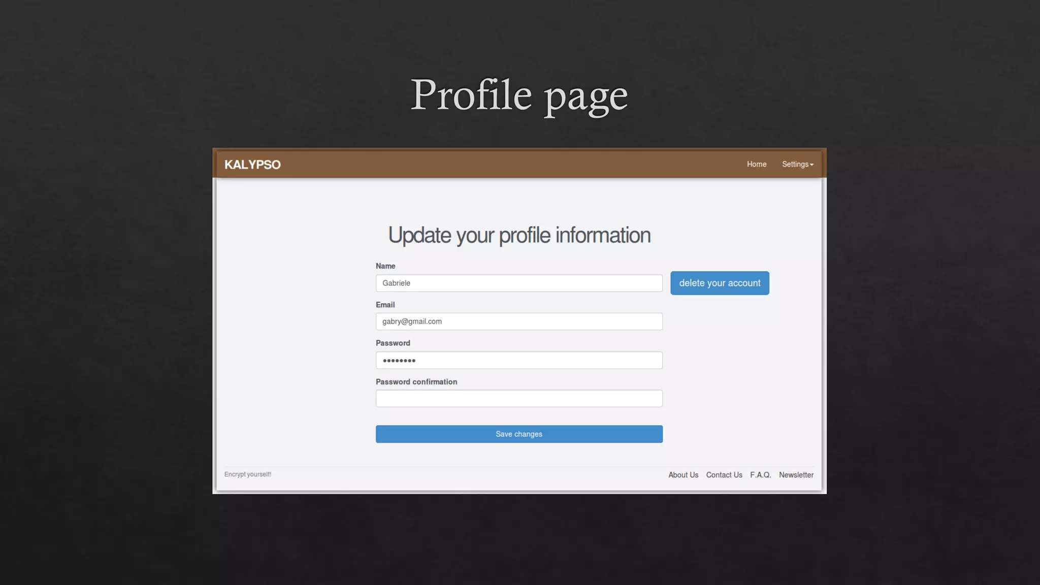 Kalypso: She who hides. Encryption and decryption web app.