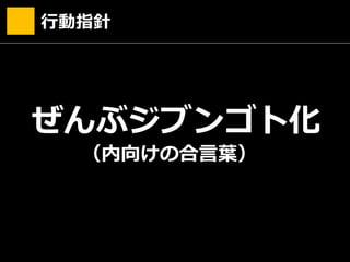 ぜんぶジブンゴト化
（内向けの合言葉）
行動指針
 
