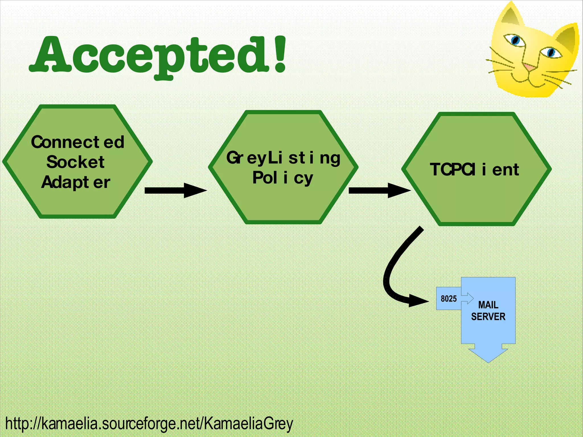 Accepted! GreyListing Policy TCPClient Connected Socket Adapter MAIL SERVER 8025 