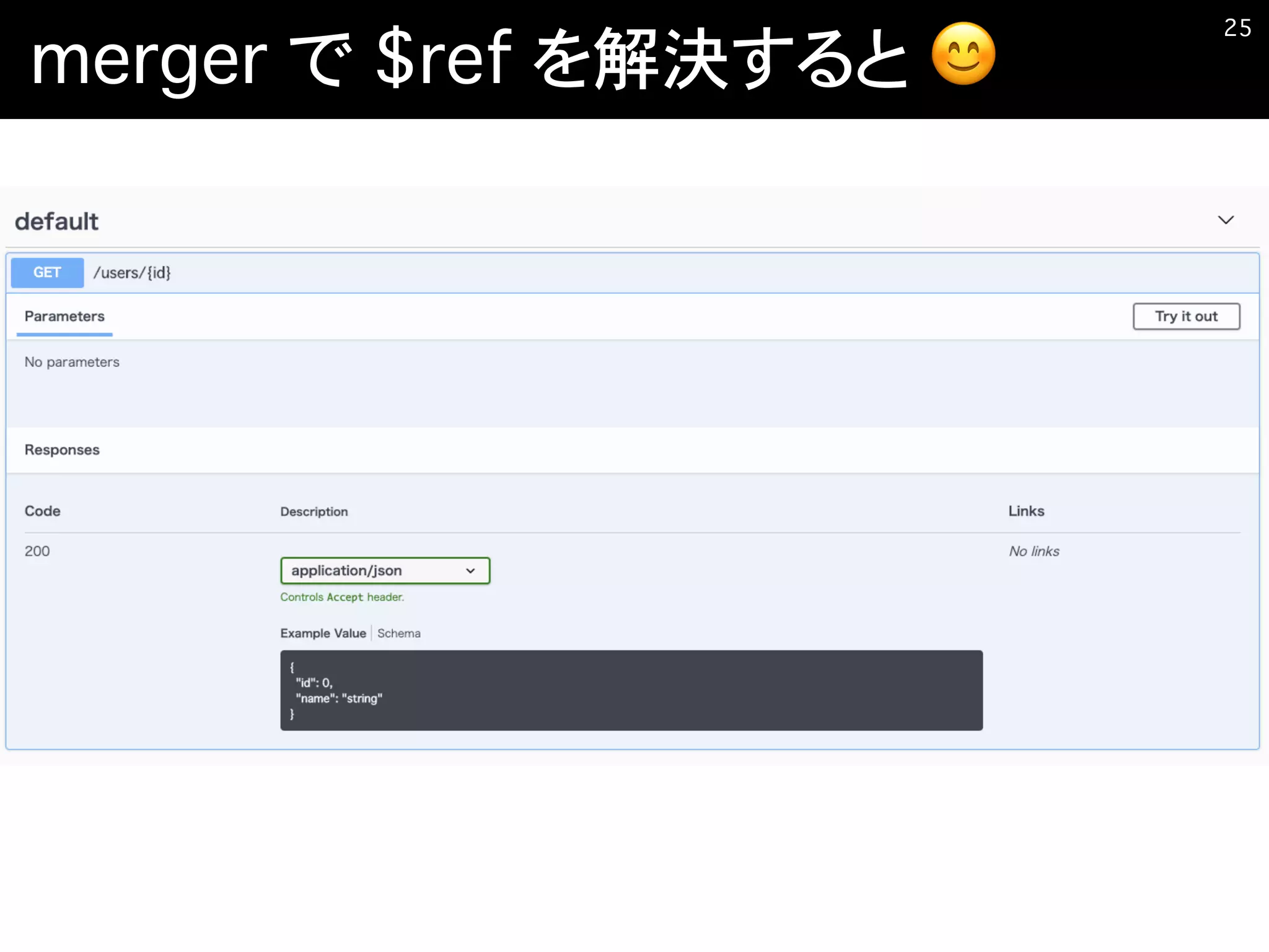 merger で $ref を解決すると 😊
�25
 