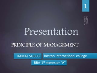 Principles of Management
Boston International CollegeKAMAL SUBEDI
BBA-1st semester A
Human Resources
Management
System
1
 